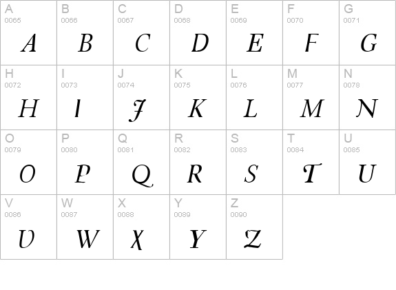 Quodlibet Italic uppercase A-Z preview