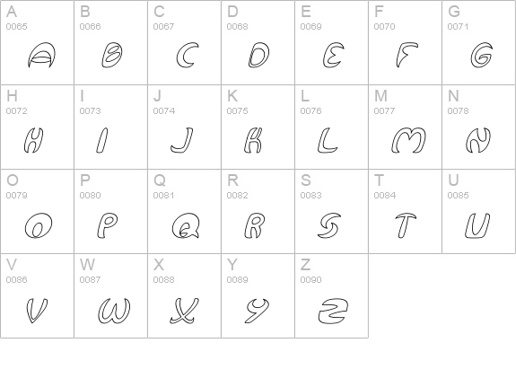 Qurve Hollow Italic uppercase A-Z preview