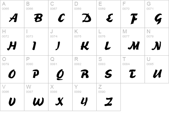 R691-Script-Bold uppercase A-Z preview
