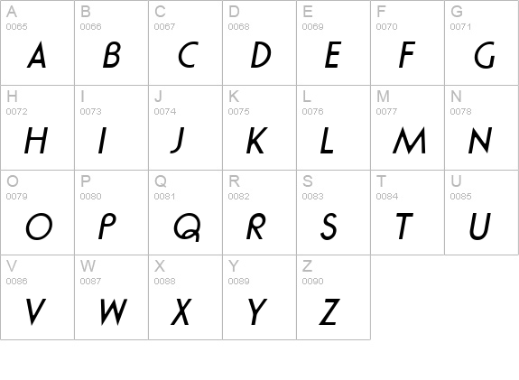 R791-Deco-Italic uppercase A-Z preview