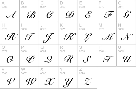 R791-Script-Bold uppercase A-Z preview