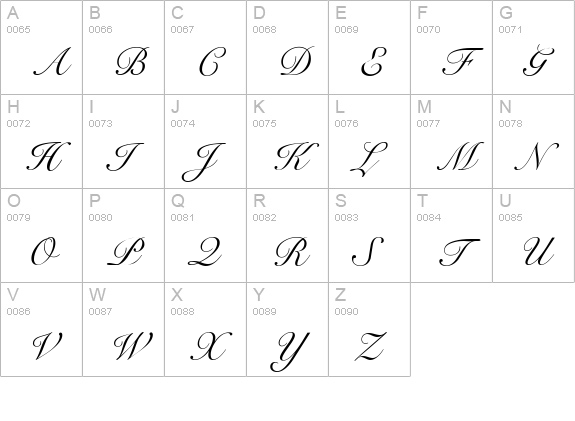 R791-Script-Regular uppercase A-Z preview