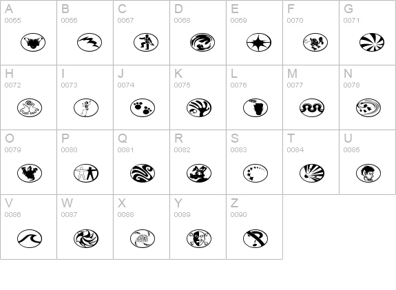 Radbats 2 uppercase A-Z preview