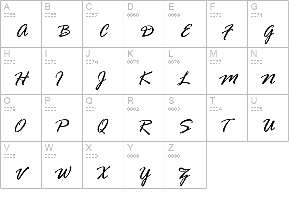 RageItalicEF uppercase A-Z preview
