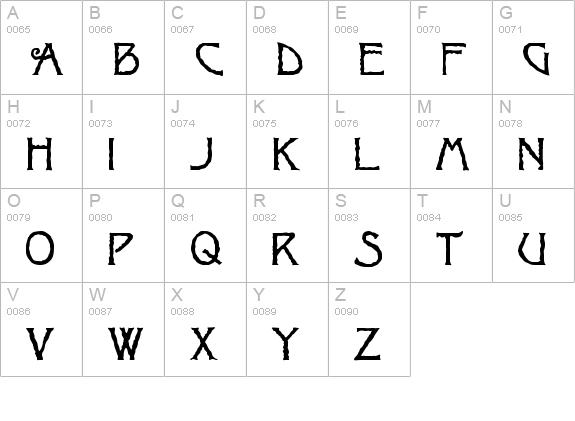 Ragged Regular uppercase A-Z preview