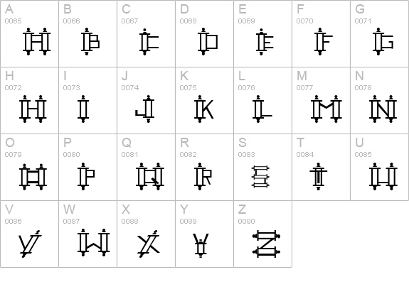 Railing uppercase A-Z preview