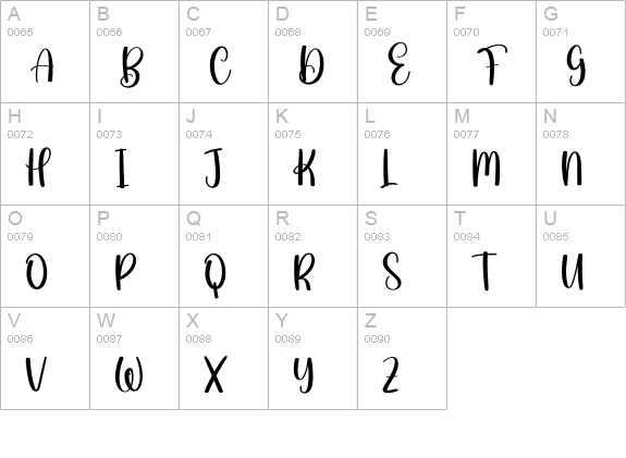 Rain uppercase A-Z preview