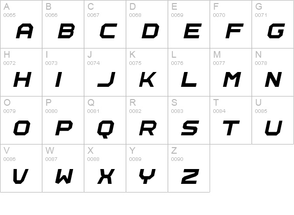 Rally-Italic uppercase A-Z preview