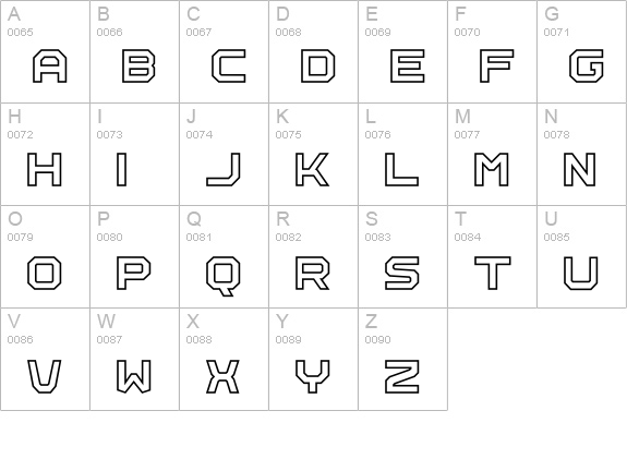Rally-Outline uppercase A-Z preview