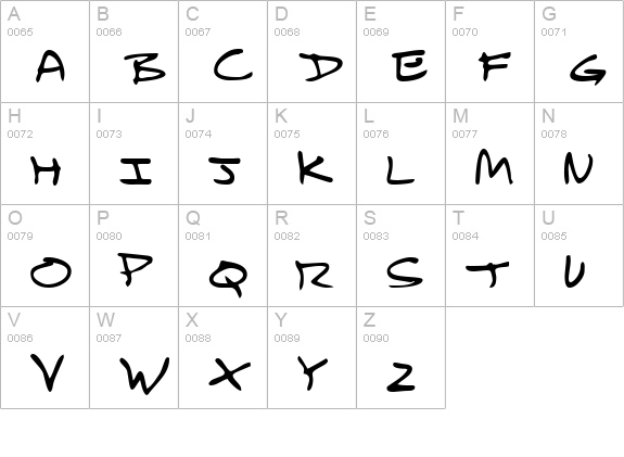 RalphsHand Regular uppercase A-Z preview
