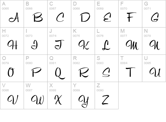 RamblerScriptJF uppercase A-Z preview
