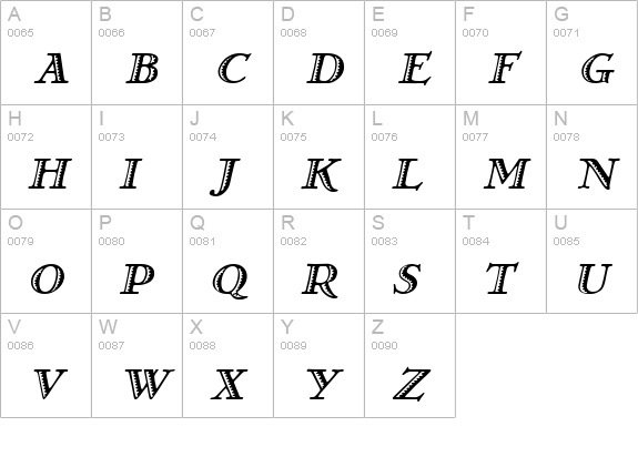 Ramona Italic uppercase A-Z preview
