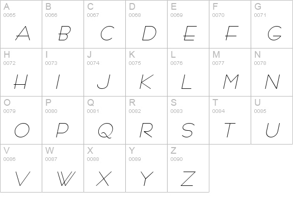 Ramose Oblique uppercase A-Z preview