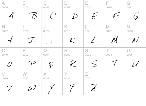RamseysHand Regular uppercase A-Z preview