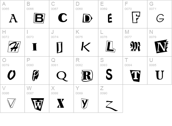 Ransom Note uppercase A-Z preview