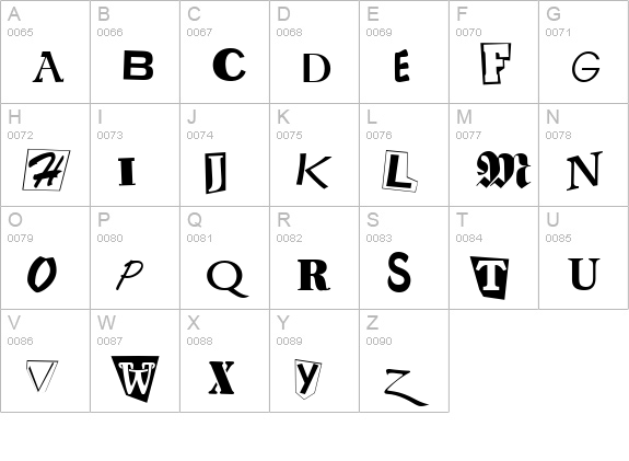 RansomNote Medium uppercase A-Z preview