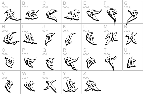 RaseOne Outline uppercase A-Z preview
