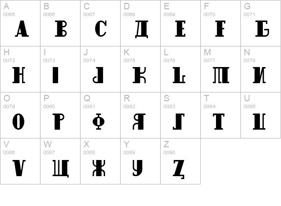 RaskalnikovNF uppercase A-Z preview