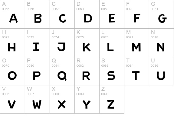 Raveline uppercase A-Z preview
