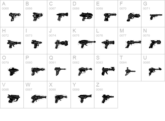 Rayguns uppercase A-Z preview