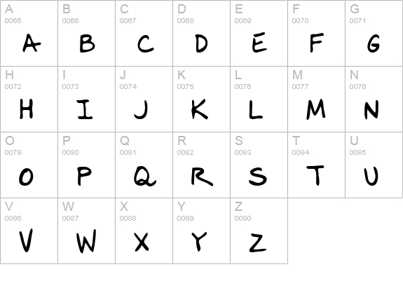 RaysHand Regular uppercase A-Z preview