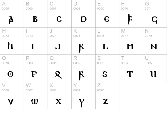 ReadableGothic uppercase A-Z preview