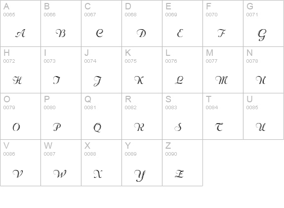 Rechtman Script uppercase A-Z preview