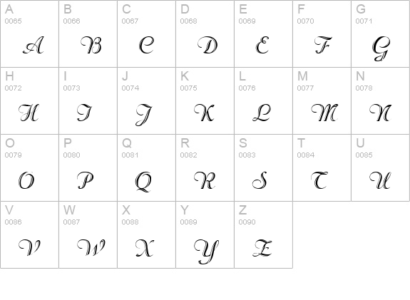 Rechtman-Script Regular uppercase A-Z preview