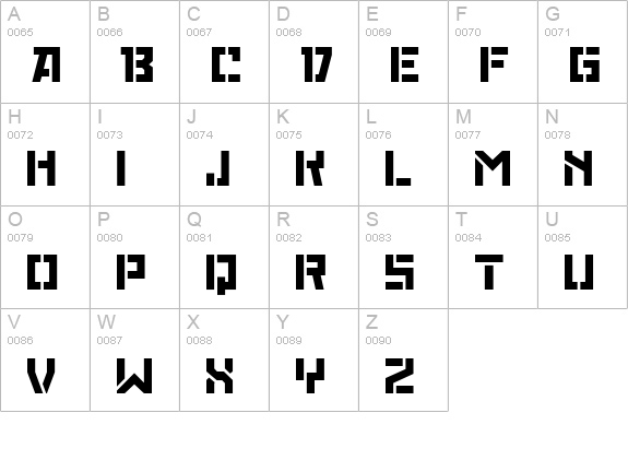 Red October Stencil uppercase A-Z preview
