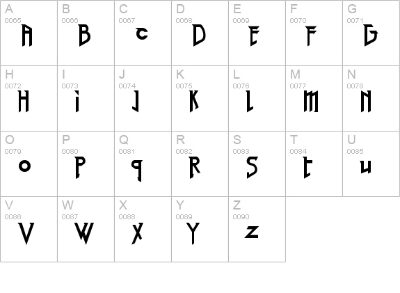 Red Right Hand uppercase A-Z preview