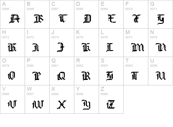 Redcoat uppercase A-Z preview