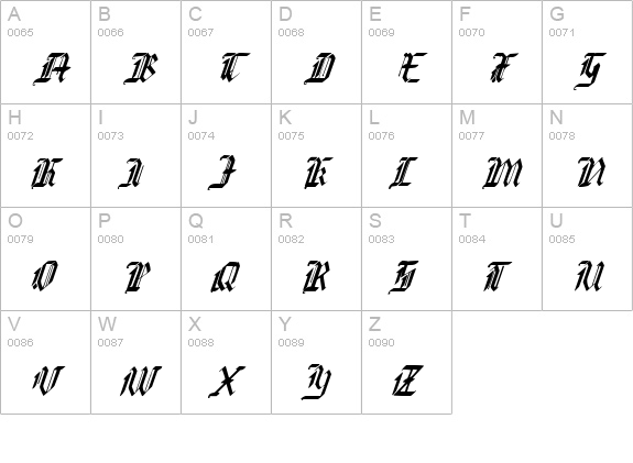 Redcoat Condensed Italic uppercase A-Z preview
