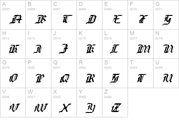Redcoat Italic  uppercase A-Z preview