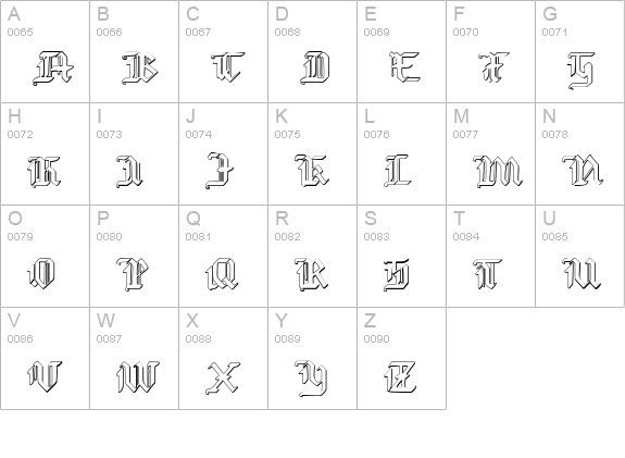 Redcoat Shadow uppercase A-Z preview