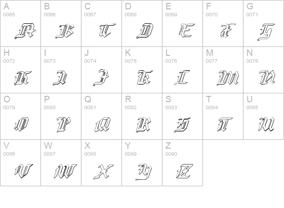 Redcoat Shadow Italic uppercase A-Z preview