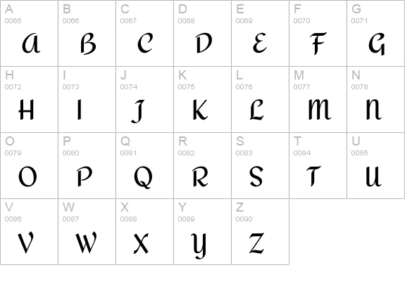 Redressed uppercase A-Z preview