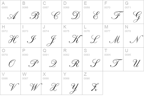 Regency uppercase A-Z preview