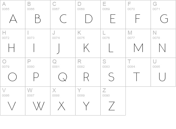 Register Sans BTN Lt uppercase A-Z preview