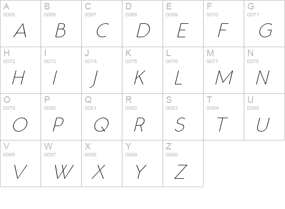 Register Sans BTN Lt Oblique uppercase A-Z preview