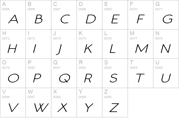 Register Sans BTN Wide Oblique uppercase A-Z preview