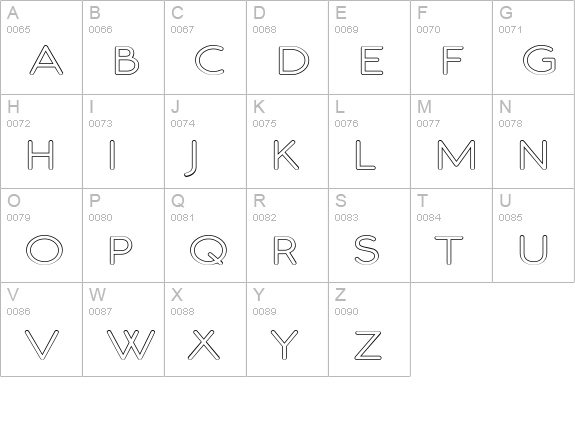 Register Sans BTN Wide Out uppercase A-Z preview
