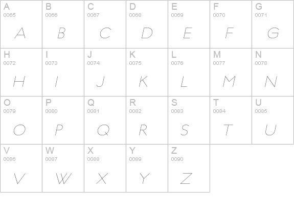 Regulator-ThinItalic uppercase A-Z preview