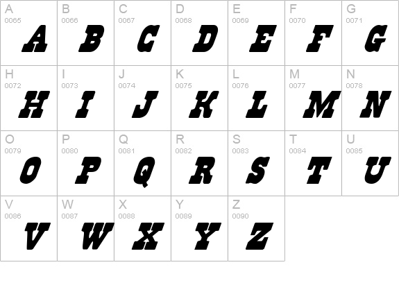 Regulators Italic uppercase A-Z preview