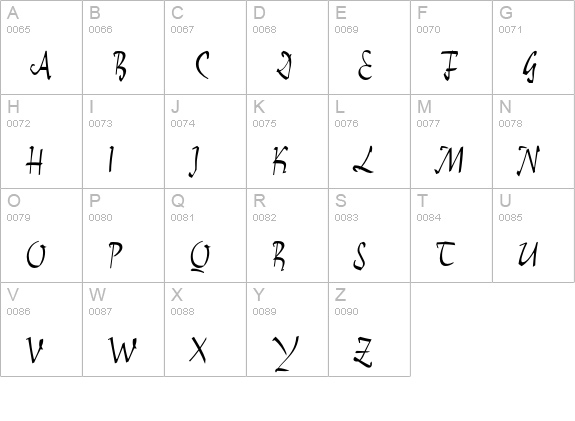 ReinerScript-Regular uppercase A-Z preview