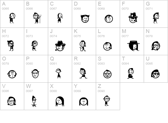 Relatives uppercase A-Z preview