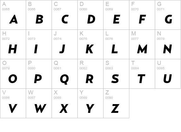 Relay-BlackItalic uppercase A-Z preview