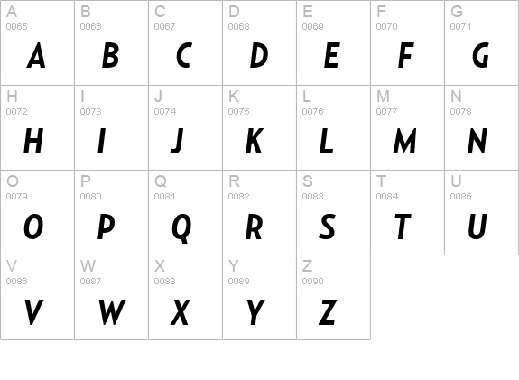 RelayCond-BoldItalic uppercase A-Z preview