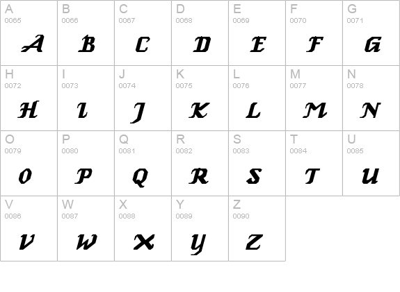 Relbe-Italic uppercase A-Z preview