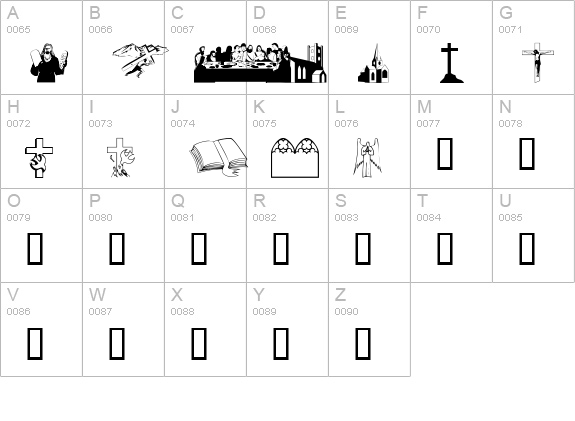 Religious 2 uppercase A-Z preview