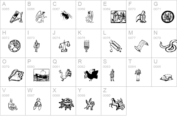 ReligiousSymbols uppercase A-Z preview